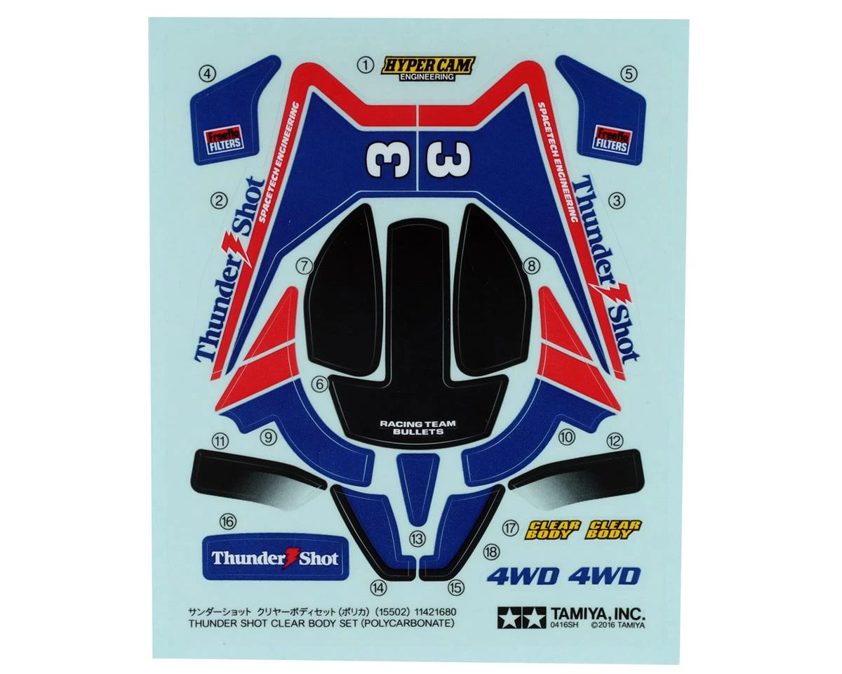 Tamiya JR Thunder Shot Mini 4WD MA Chassis Polycarbonate Body Set (Clear) 5 Tamiya JR Thunder Shot Mini 4WD MA Chassis Polycarbonate Body Set (Clear) - Image 3