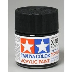 Tamiya X-18 Black Semi-Gloss Acrylic Paint (23ml)