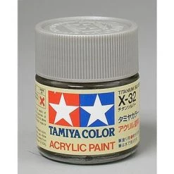 Tamiya X-32 Titanium Silver Gloss Finish Acrylic Paint (23ml)